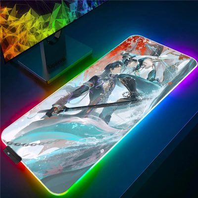 Honkai Star Rail Mousepad LED Light Gaming Mouse Pad Colorful Luminous Mouse Mat Gamer Accessories Keyboard 12 - Honkai: Star Rail Store