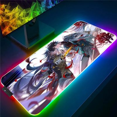 Honkai Star Rail Mousepad LED Light Gaming Mouse Pad Colorful Luminous Mouse Mat Gamer Accessories Keyboard 13 - Honkai: Star Rail Store