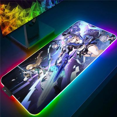 Honkai Star Rail Mousepad LED Light Gaming Mouse Pad Colorful Luminous Mouse Mat Gamer Accessories Keyboard 7 - Honkai: Star Rail Store