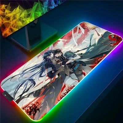 Honkai Star Rail Mousepad LED Light Gaming Mouse Pad Colorful Luminous Mouse Mat Gamer Accessories Keyboard 8 - Honkai: Star Rail Store