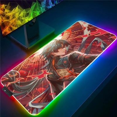 Honkai Star Rail Mousepad LED Light Gaming Mouse Pad Colorful Luminous Mouse Mat Gamer Accessories Keyboard 9 - Honkai: Star Rail Store